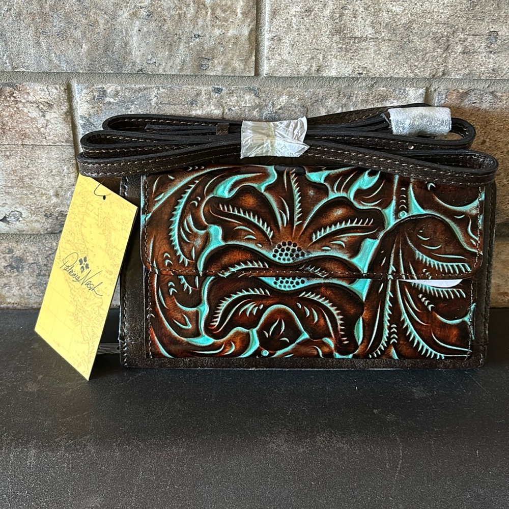 NWT P Nash tooled turquoise cross/wallet - Picture 1 of 7